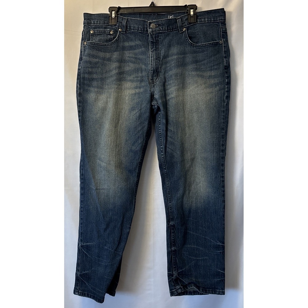 George Men's Athletic Fit Straight‎ Blue Jeans Denim Cotton 5-Pocket Zip Button